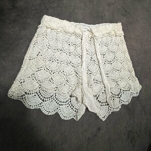 Swim Cover White Lace Women Shorts MudPie